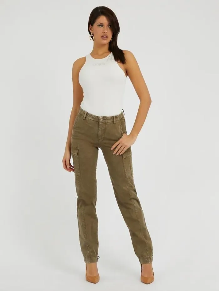 Women Cargo Pant Green Guess Trousers