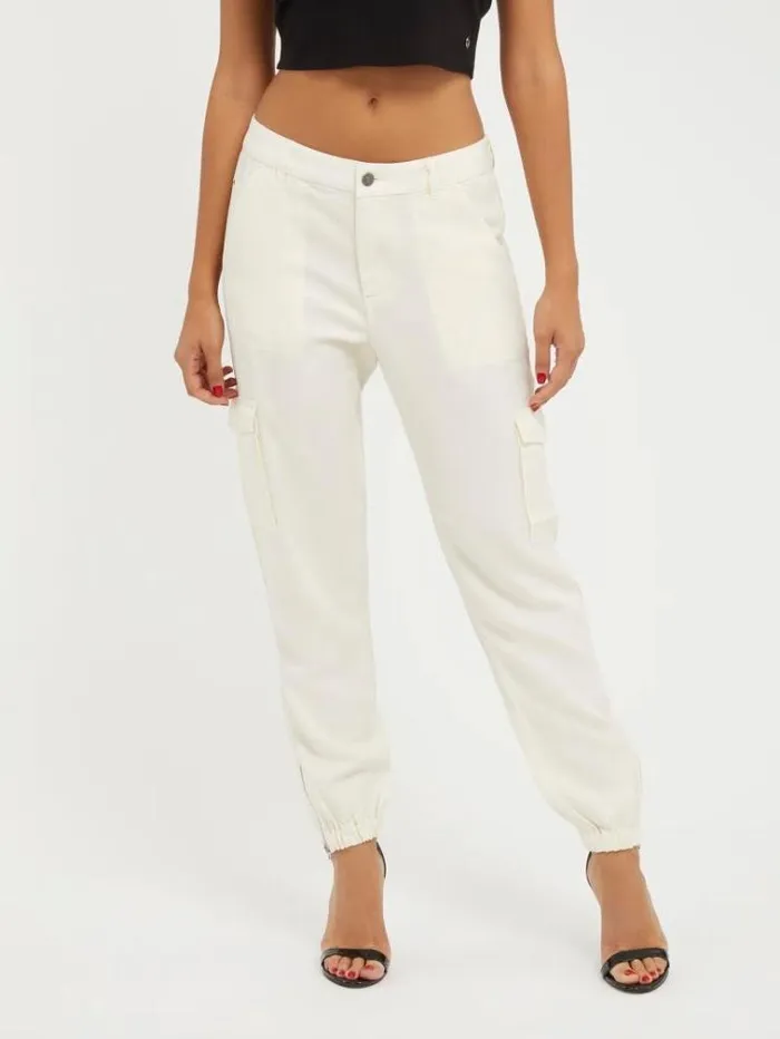 Women Cargo Pant White Guess Trousers