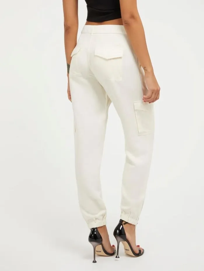 Women Cargo Pant White Guess Trousers
