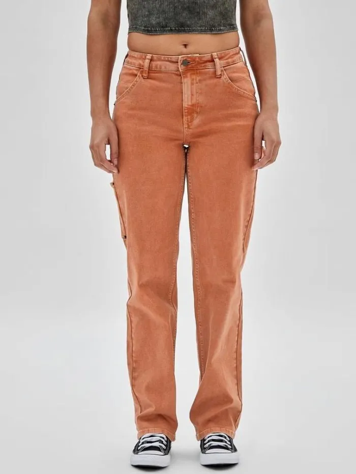 Women Carpenter Denim Pant Orange Guess Relaxed