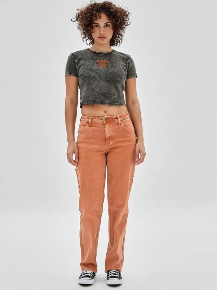 Women Carpenter Denim Pant Orange Guess Relaxed
