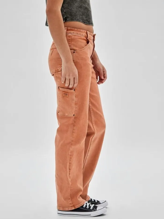 Women Carpenter Denim Pant Orange Guess Relaxed
