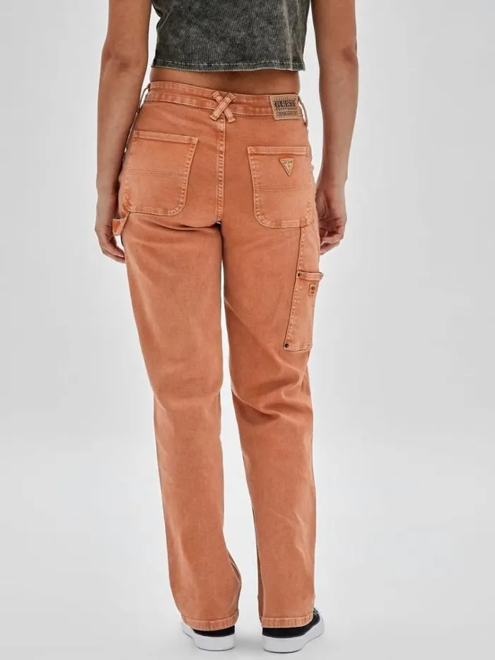 Women Carpenter Denim Pant Orange Guess Relaxed