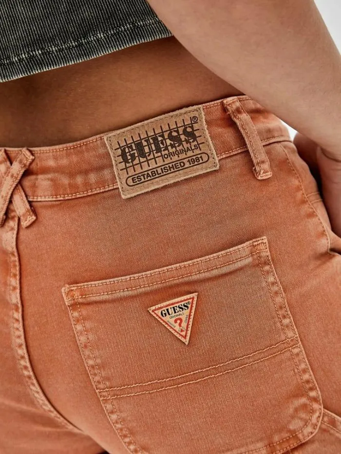 Women Carpenter Denim Pant Orange Guess Relaxed