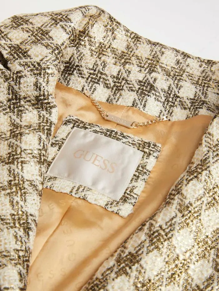 Women Check Blazer Green Multi Guess Coats And Jackets
