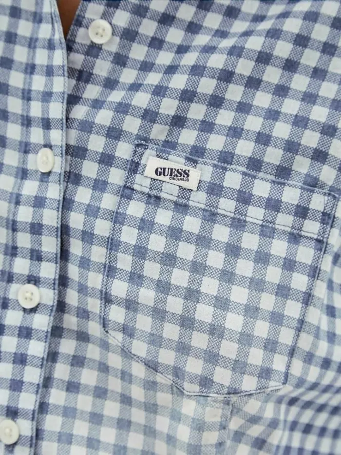 Women Checked Print Top Blue Multi Guess Tops And Shirts