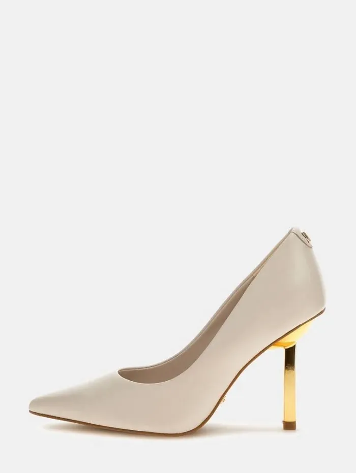 Women Cianci Real Leather Court Shoes Cream Guess Heels