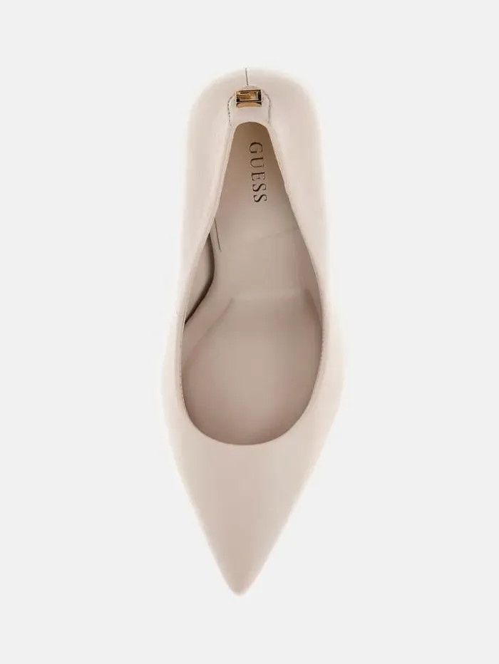 Women Cianci Real Leather Court Shoes Cream Guess Heels