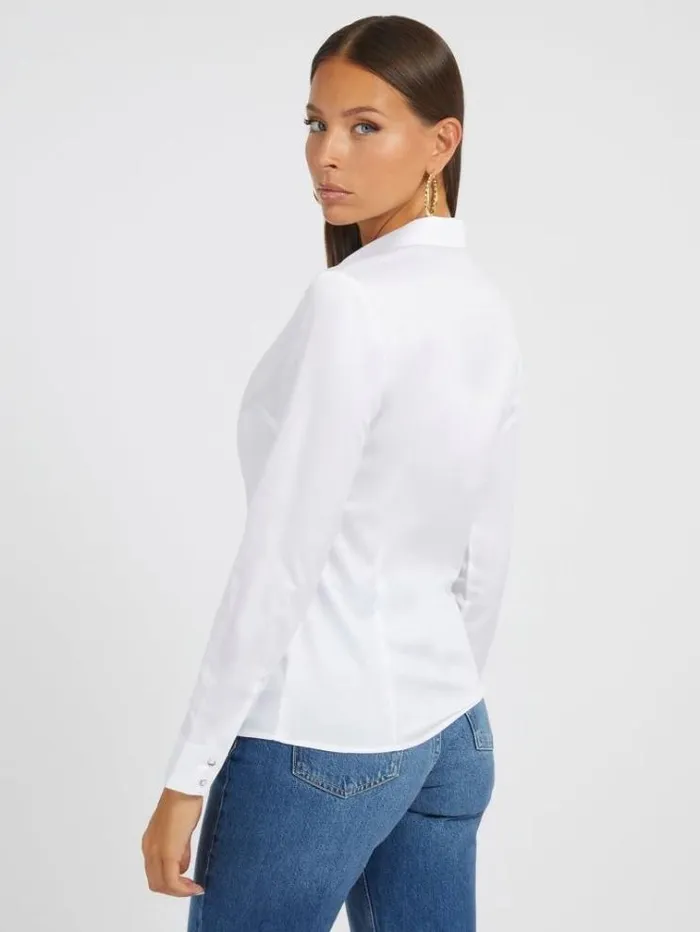 Women Classic Slim Fit Shirt White Guess Tops And Shirts