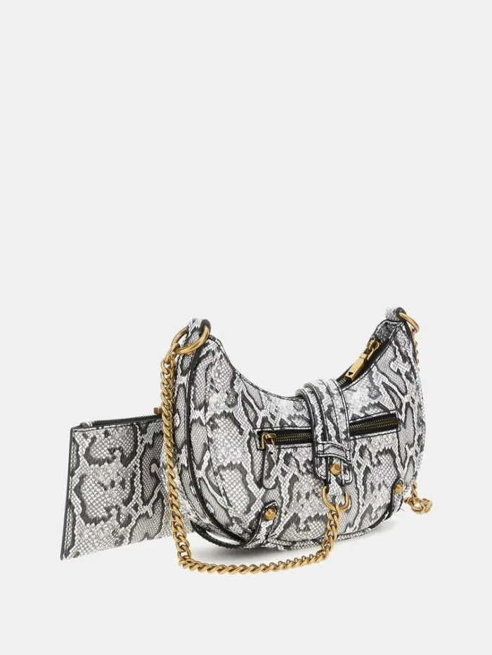 Women Clelia Pythonprint Crossbody Animalier White Guess Crossbody Bags