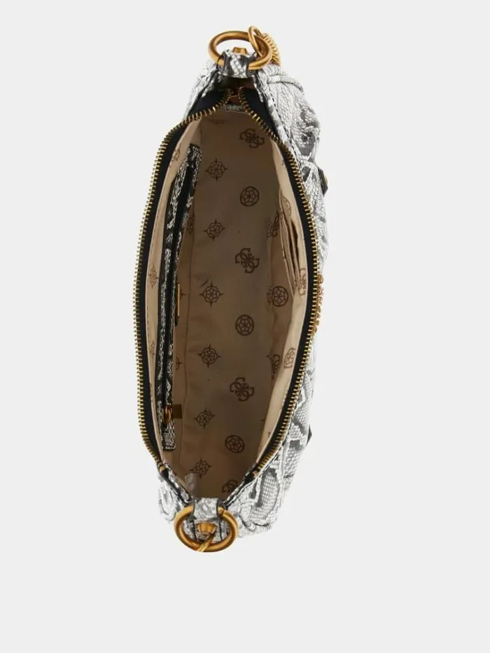 Women Clelia Pythonprint Crossbody Animalier White Guess Crossbody Bags
