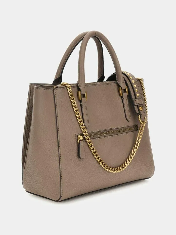 Women Clelia Studded Handbag Brown Guess Handbags