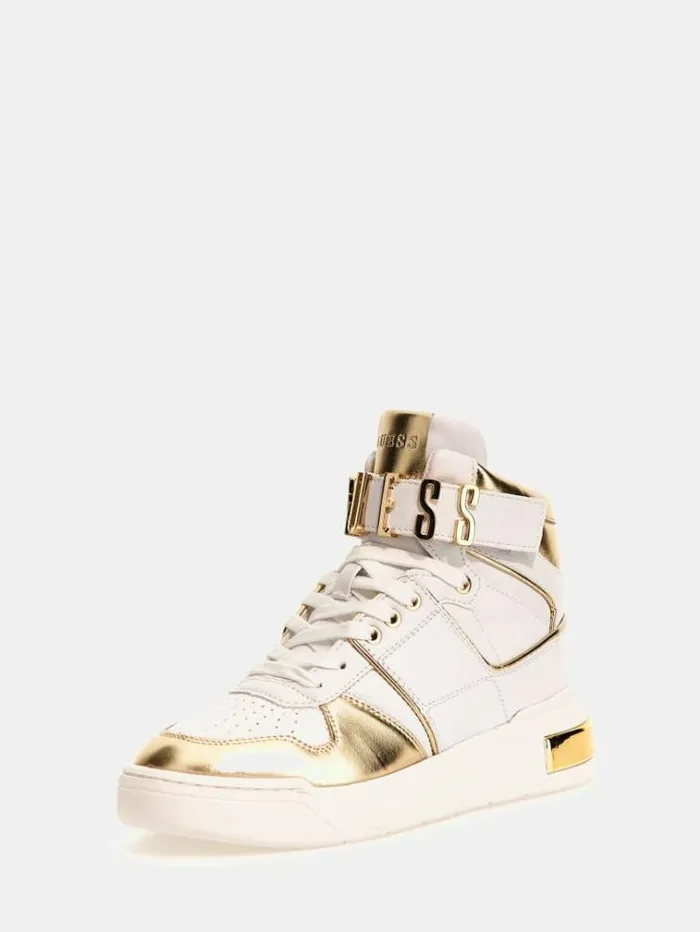 Women Corten Logo Hightop Sneakers Multi Gold Guess Sneakers