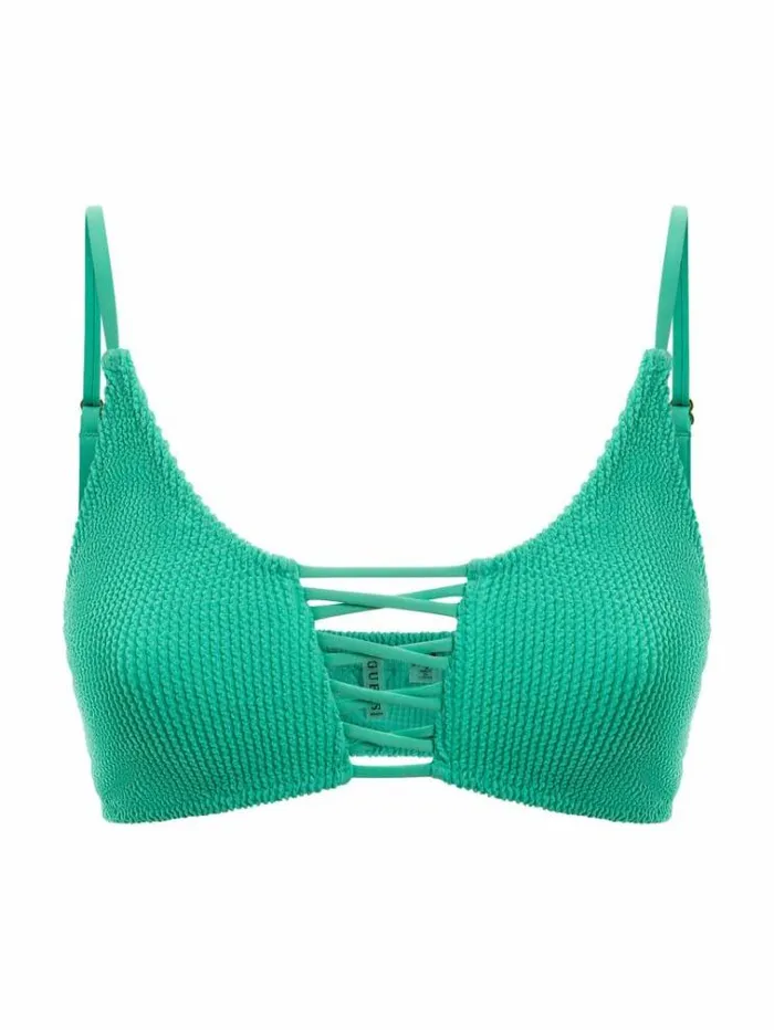 Women Crinkle Bralette Bikini Bra Teal Guess Beachwear
