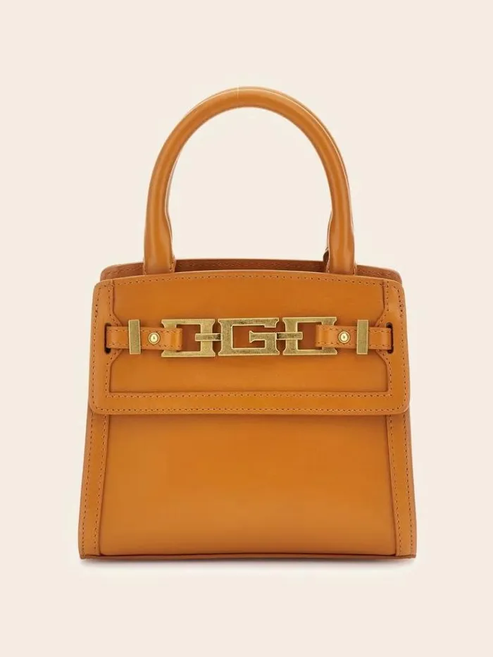 Women Cristina Genuine Leather Mini Handbag Orange Guess Handbags