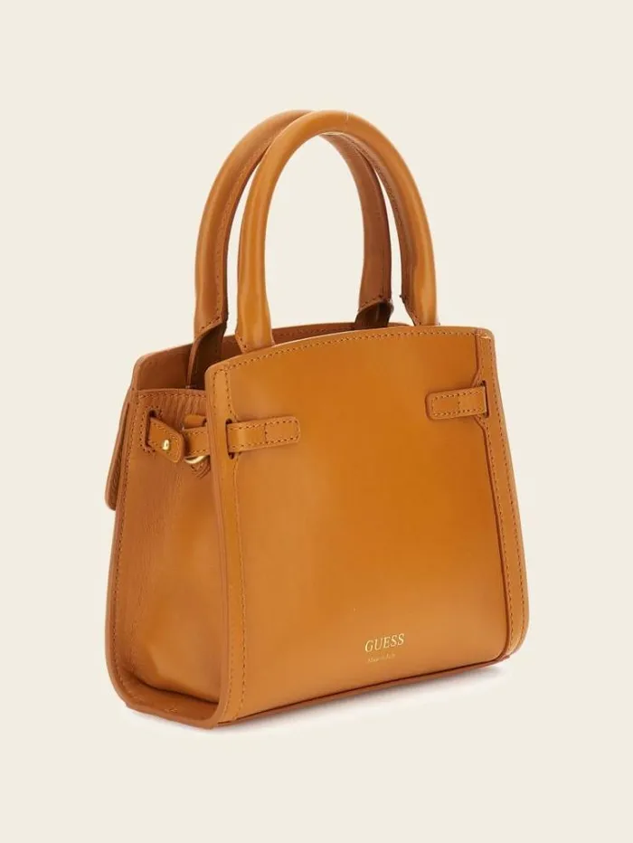 Women Cristina Genuine Leather Mini Handbag Orange Guess Handbags