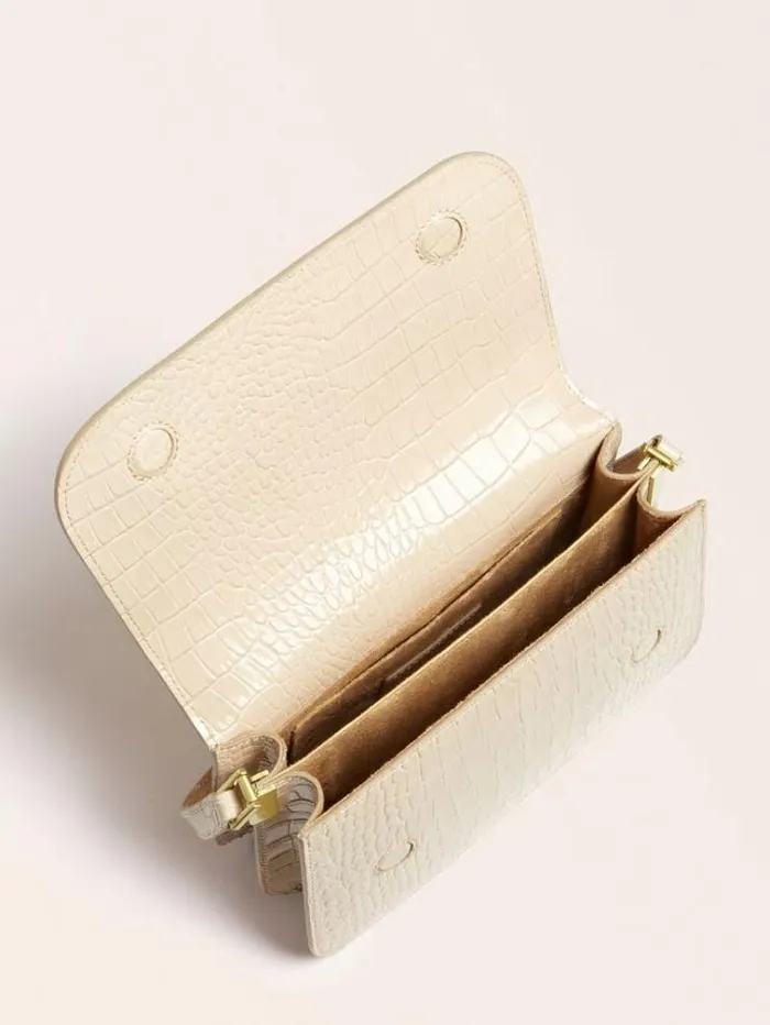 Women Cristina Real Leather Crossbody Bag Beige Guess Crossbody Bags