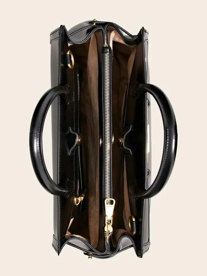 Women Cristina Real Leather Handbag Black Guess Handbags