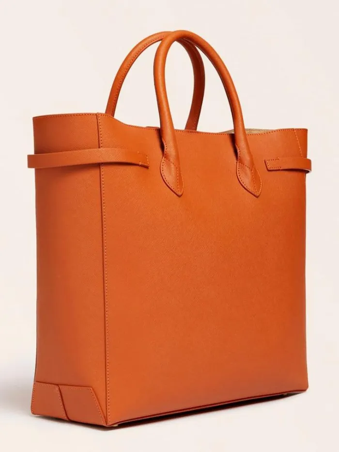 Women Cristina Real Leather Handbag Orange Guess Shoppers