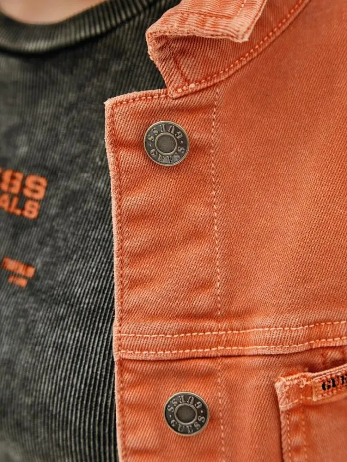 Women Crop Denim Jacket Orange Guess Coats And Jackets