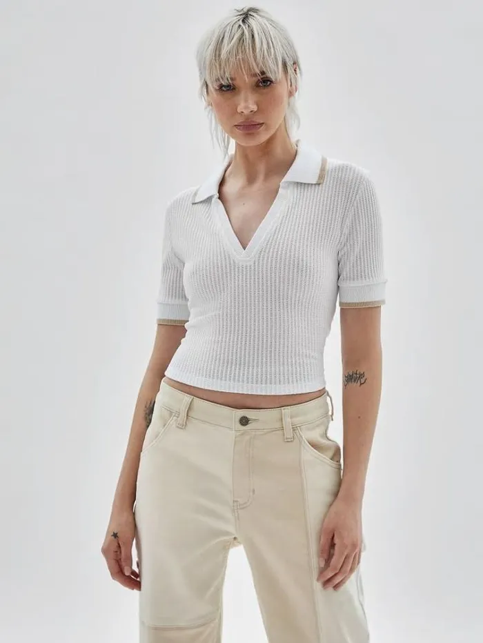 Women Cropped Top White Guess Tops And Shirts