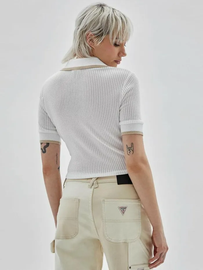 Women Cropped Top White Guess Tops And Shirts