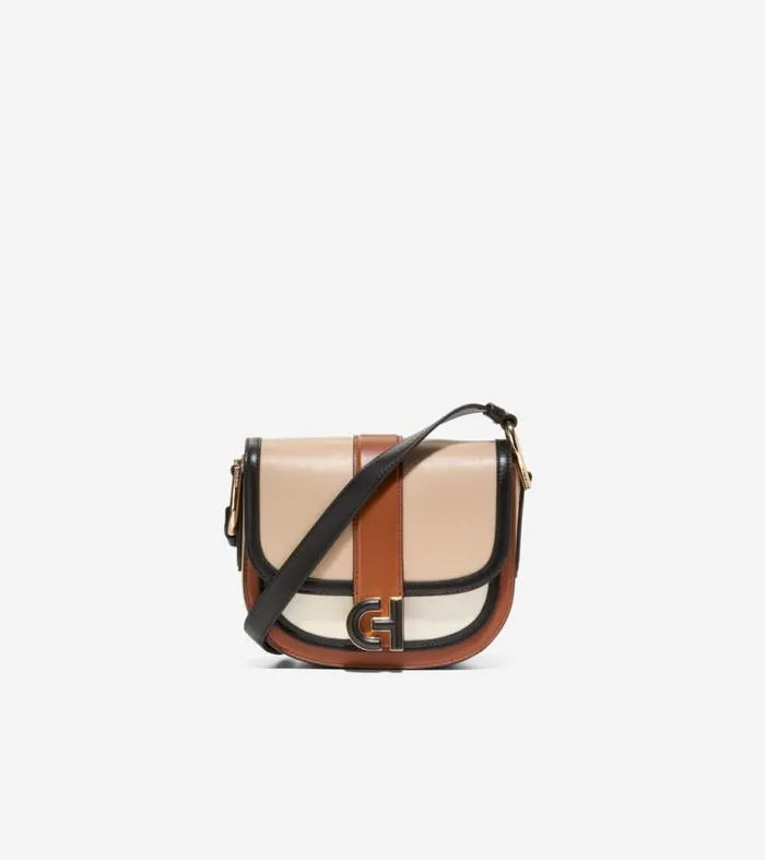 Women Crossbody Bags Cole Haan Essential Mini Saddle Bag British Tanivoryblack