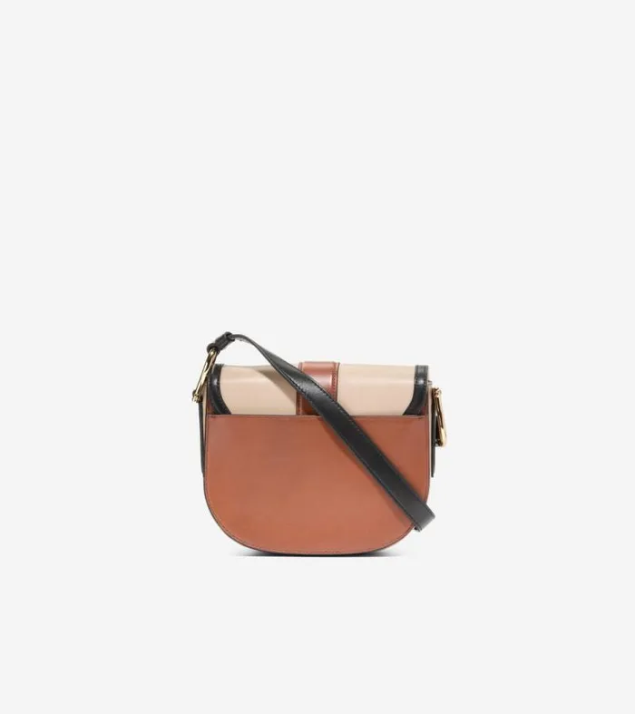 Women Crossbody Bags Cole Haan Essential Mini Saddle Bag British Tanivoryblack