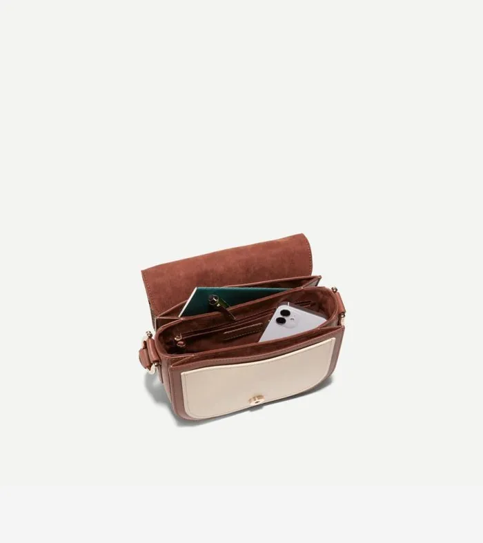 Women Crossbody Bags Cole Haan Essential Mini Saddle Snake Printsanddark Cuoio Brown