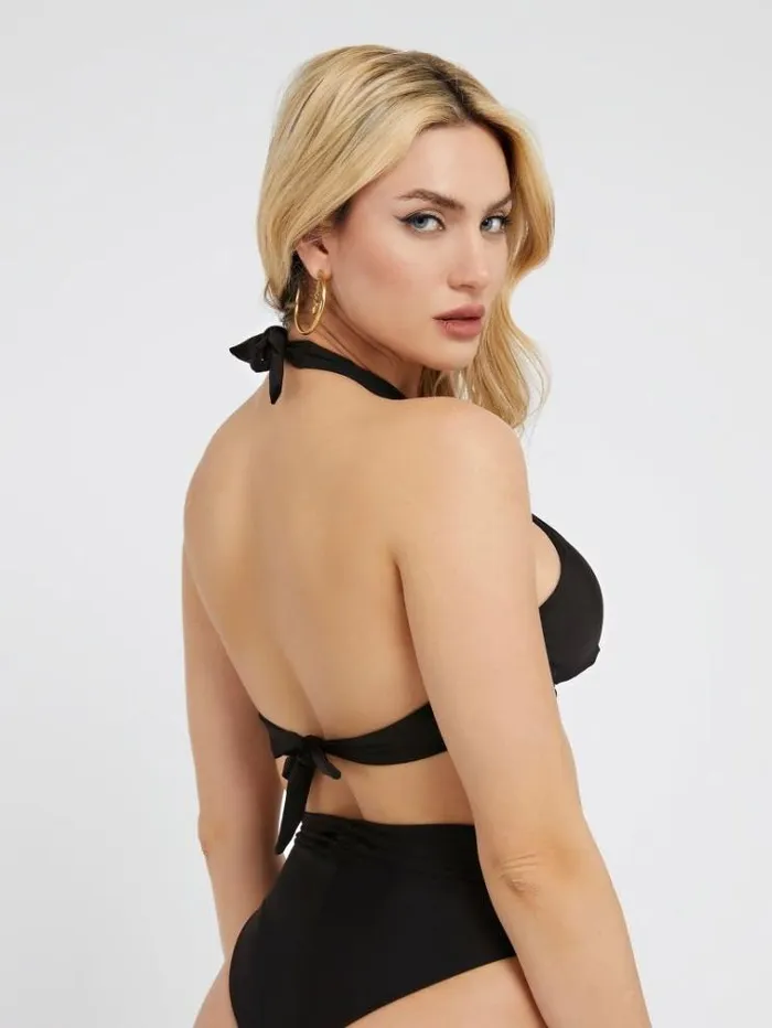 Women Crossed Straps Bikini Bra Black Guess Beachwear