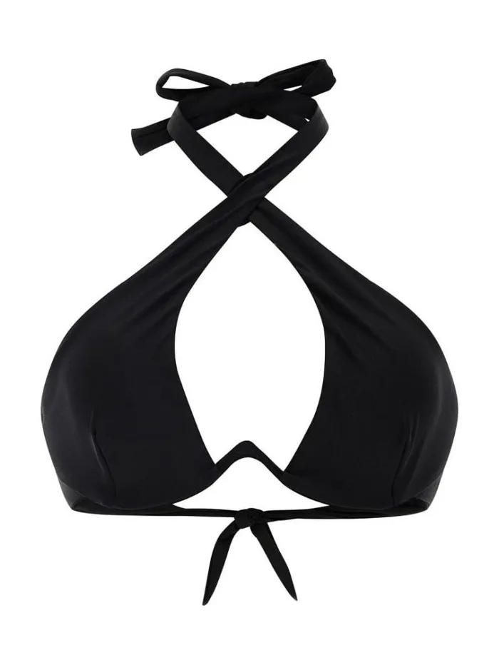 Women Crossed Straps Bikini Bra Black Guess Beachwear
