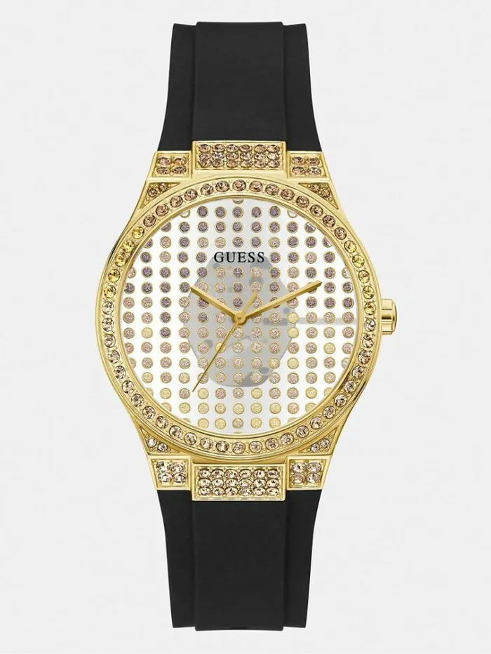 Women Crystal Analogue Watch Black Guess Watches