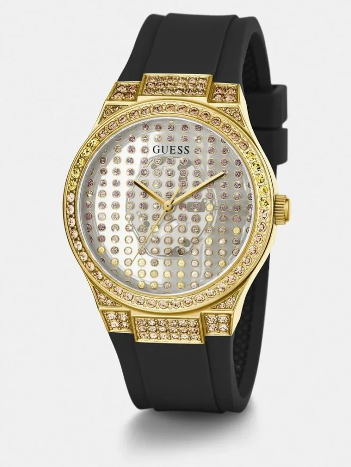 Women Crystal Analogue Watch Black Guess Watches