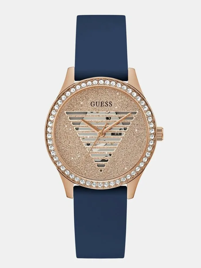 Women Crystal Analogue Watch Blue Guess Watches