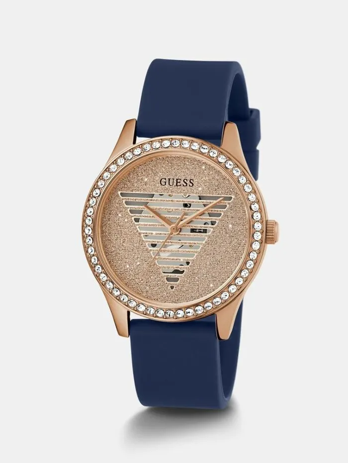 Women Crystal Analogue Watch Blue Guess Watches