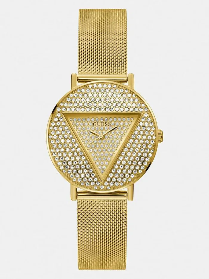 Women Crystal Analogue Watch Gold Guess Watches