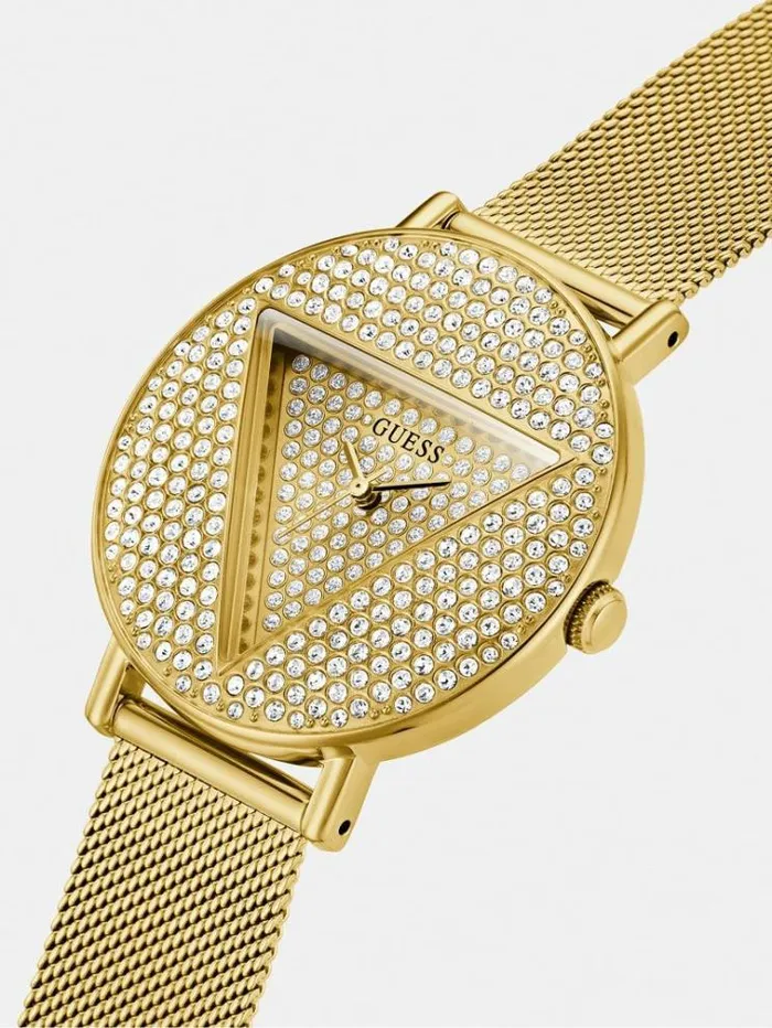 Women Crystal Analogue Watch Gold Guess Watches