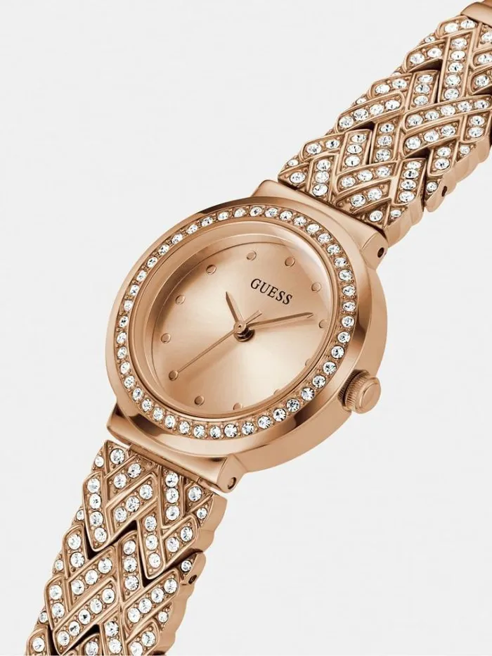Women Crystal Analogue Watch Rose Gold Guess Watches