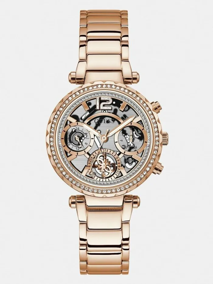 Women Crystal Multifunction Watch Rose Gold Guess Watches