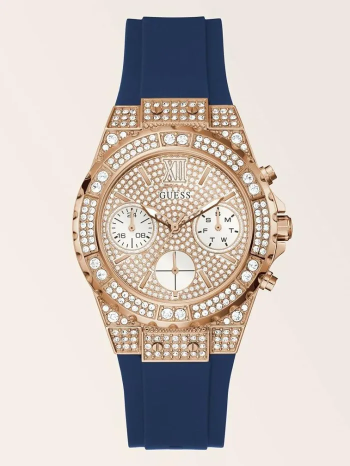 Women Crystal Multifunction Watch Rose Gold Guess Watches