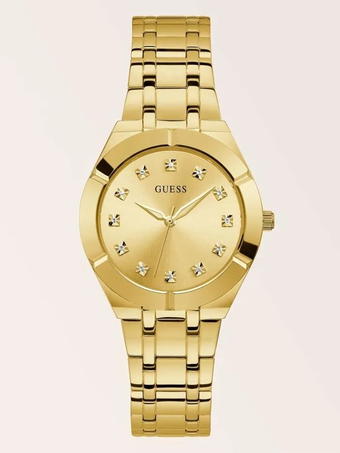 Women Crystal Steel Watch Gold Guess Watches