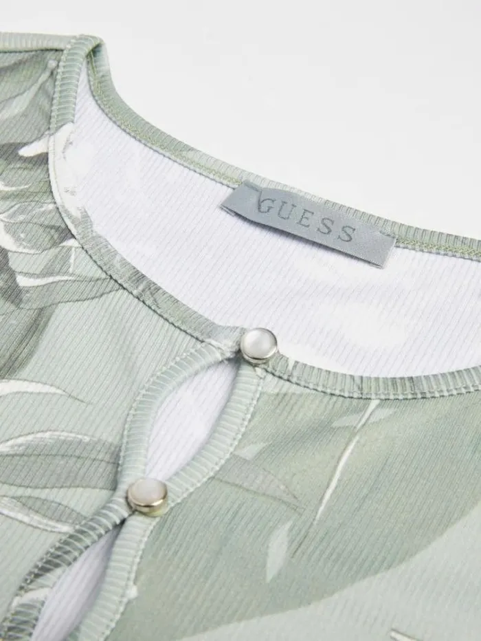 Women Cutout Details Top Green Multi Guess Tops And Shirts
