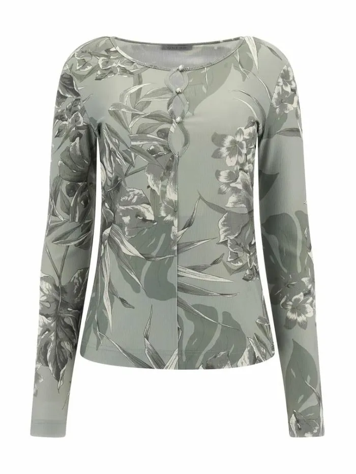 Women Cutout Details Top Green Multi Guess Tops And Shirts