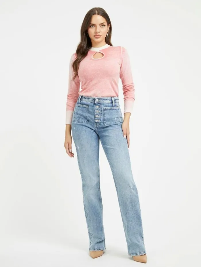 Women Cutout Sweater Pink Guess Knitwear And Sweatshirts