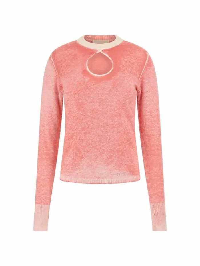 Women Cutout Sweater Pink Guess Knitwear And Sweatshirts