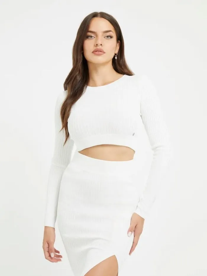 Women Cutout Sweater Top White Guess Knitwear And Sweatshirts