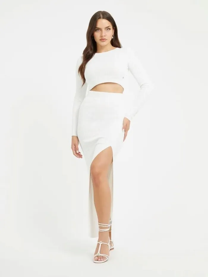 Women Cutout Sweater Top White Guess Knitwear And Sweatshirts