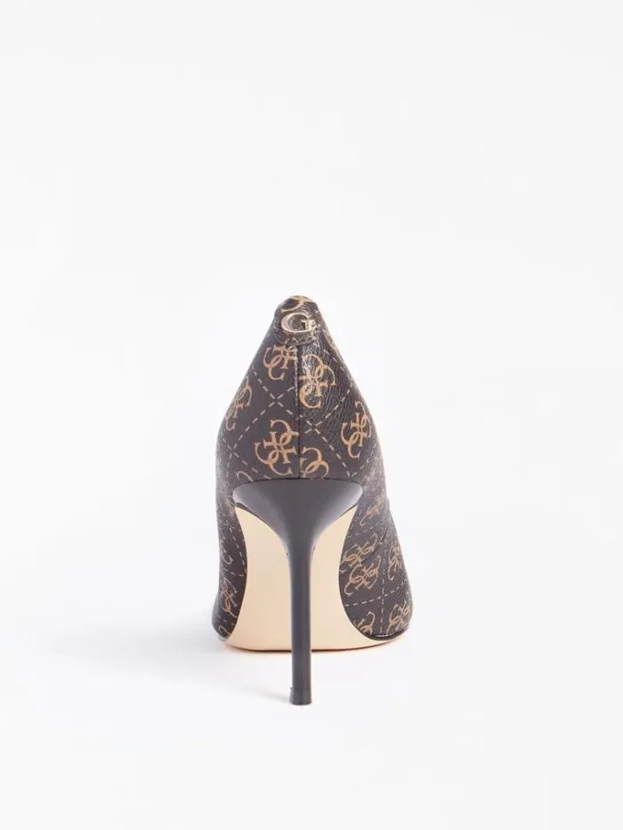 Women Dafne 4g Logo Court Shoe Dark Brown Guess Heels
