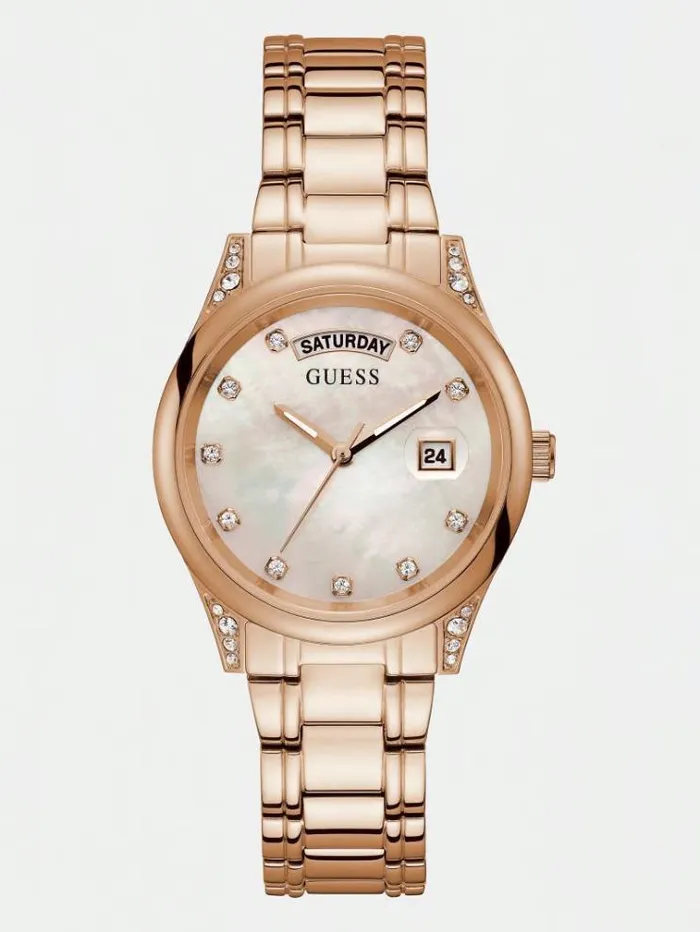 Women Data Analogue Watch Rose Gold Guess Watches