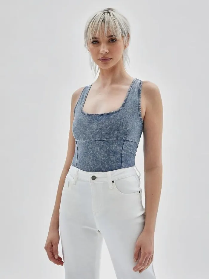 Women Denim Body Light Blue Guess Tops And Shirts
